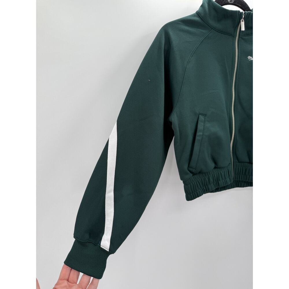 Mitchell & Ness Women's Cropped Jacket Green White Script Logo NWOT Medium M - Picture 4 of 7
